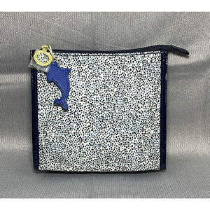 Vintage Estee Lauder Cosmetic Bag Blue Vinyl‎ Spotted Makeup Pouch New No Tags